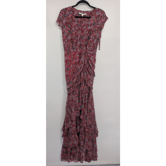 Veronica Beard Floral Samara Silk Maxi Dress Size 2 Red #1C504 - Picture 2 of 12